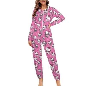 SANRIO Hello Kitty Pink Hooded Adult Onesie